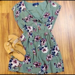 Floral Dress With Tie Front